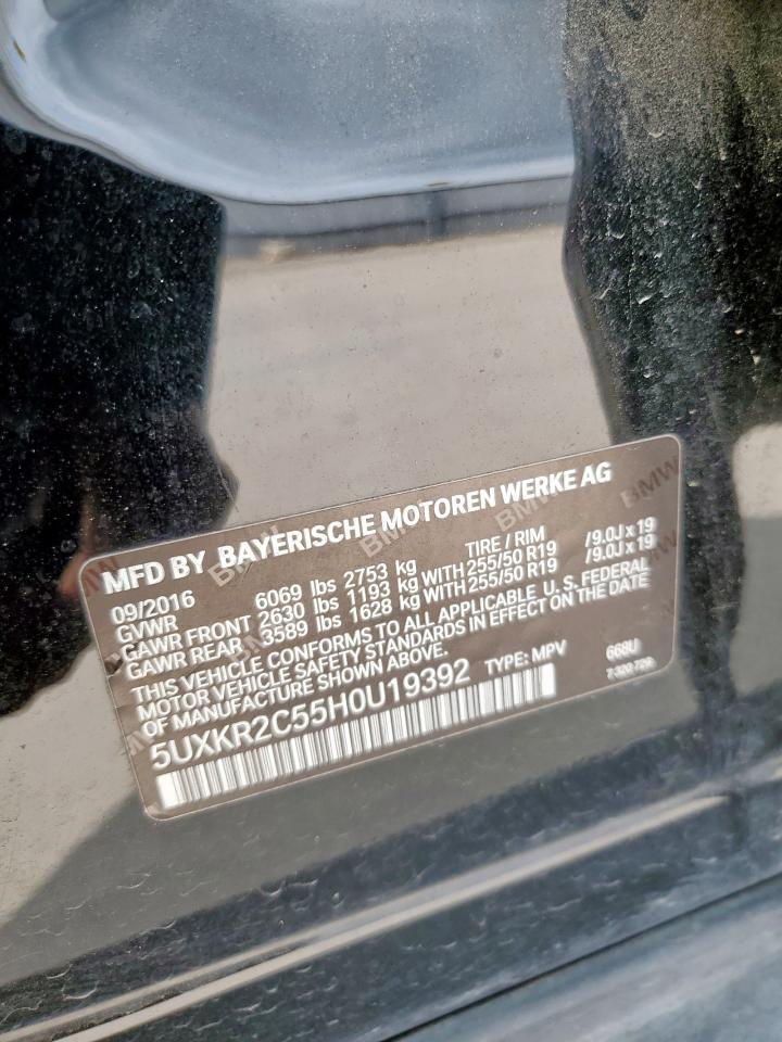 2017 BMW X5 Sdrive35I VIN: 5UXKR2C55H0U19392 Lot: 70826455