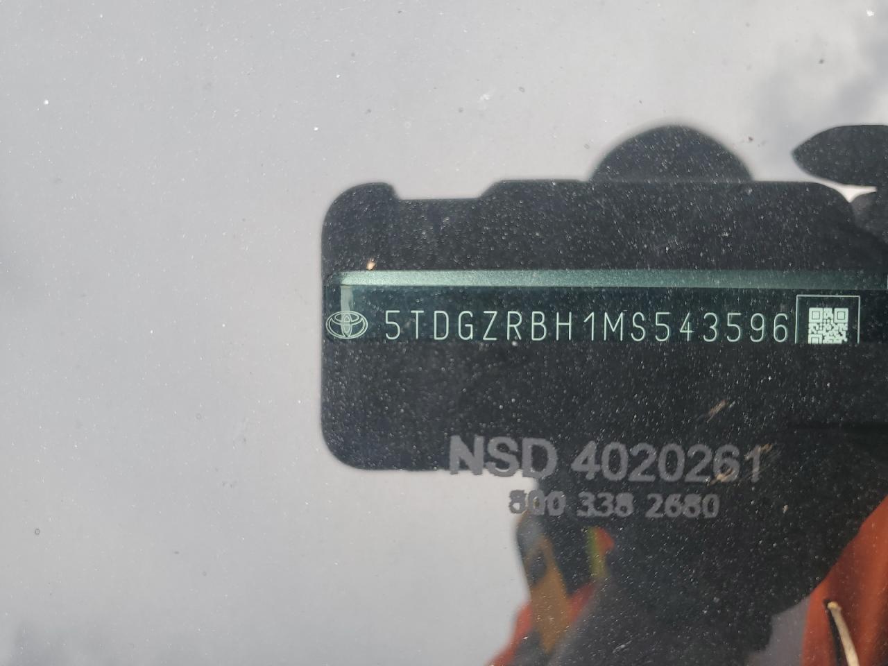 2021 Toyota Highlander Xle VIN: 5TDGZRBH1MS543596 Lot: 69001875