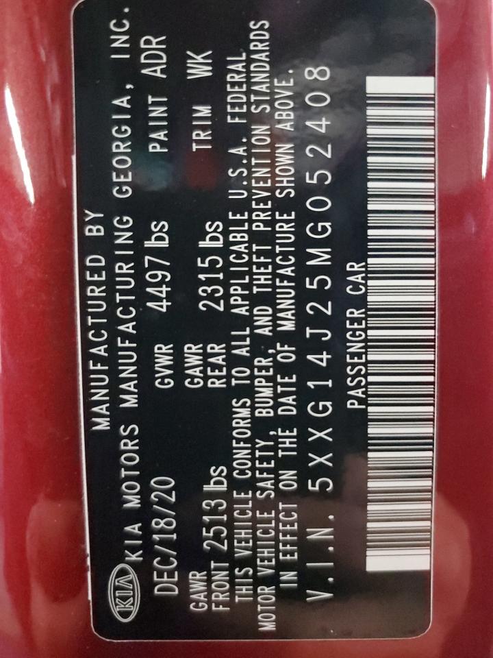 2021 Kia K5 Lxs VIN: 5XXG14J25MG052408 Lot: 69539645