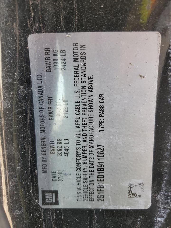 2011 Chevrolet Camaro Lt VIN: 2G1FB1ED1B9110627 Lot: 70246615