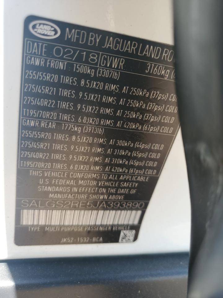 2018 Land Rover Range Rover Supercharged VIN: SALGS2RE5JA393890 Lot: 67621435