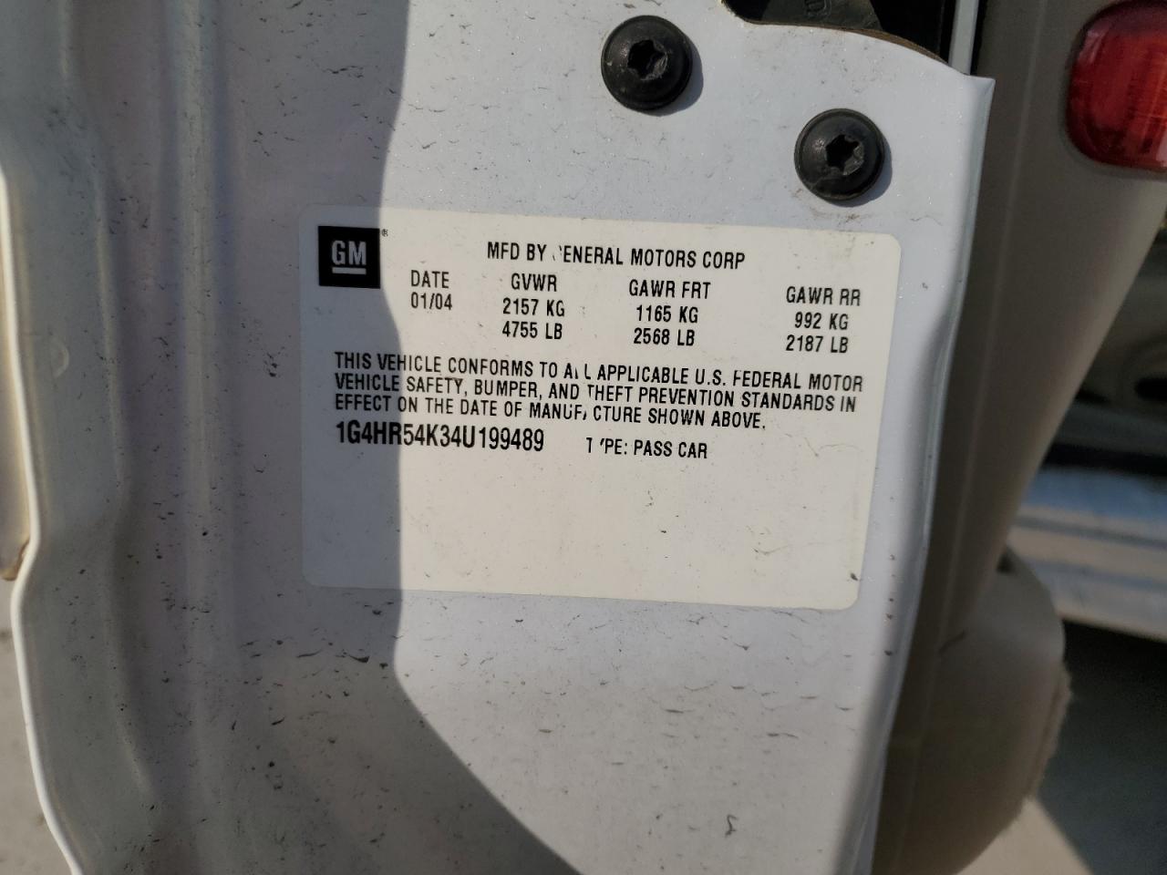 2004 Buick Lesabre Limited VIN: 1G4HR54K34U199489 Lot: 68891755