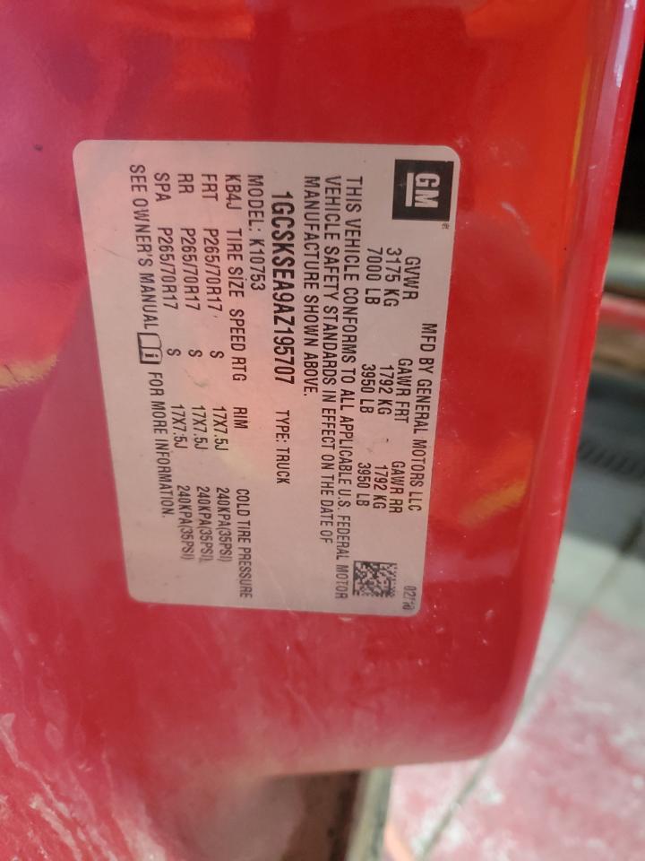 2010 Chevrolet Silverado K1500 Lt VIN: 1GCSKSEA9AZ195707 Lot: 70299405