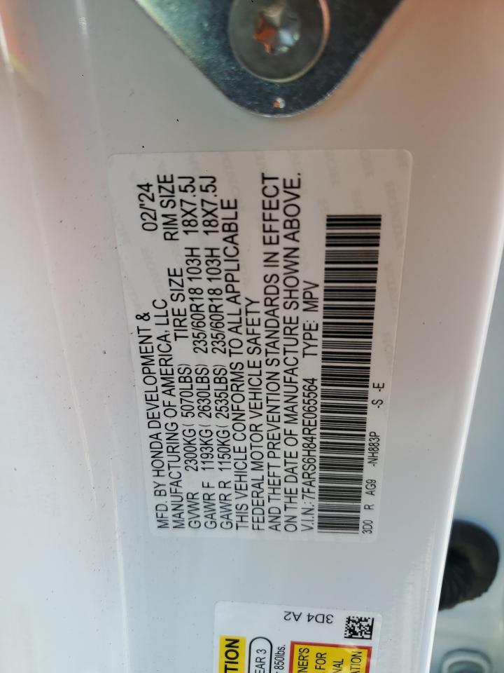 2024 Honda Cr-V Sport-L VIN: 7FARS6H84RE065564 Lot: 69070115