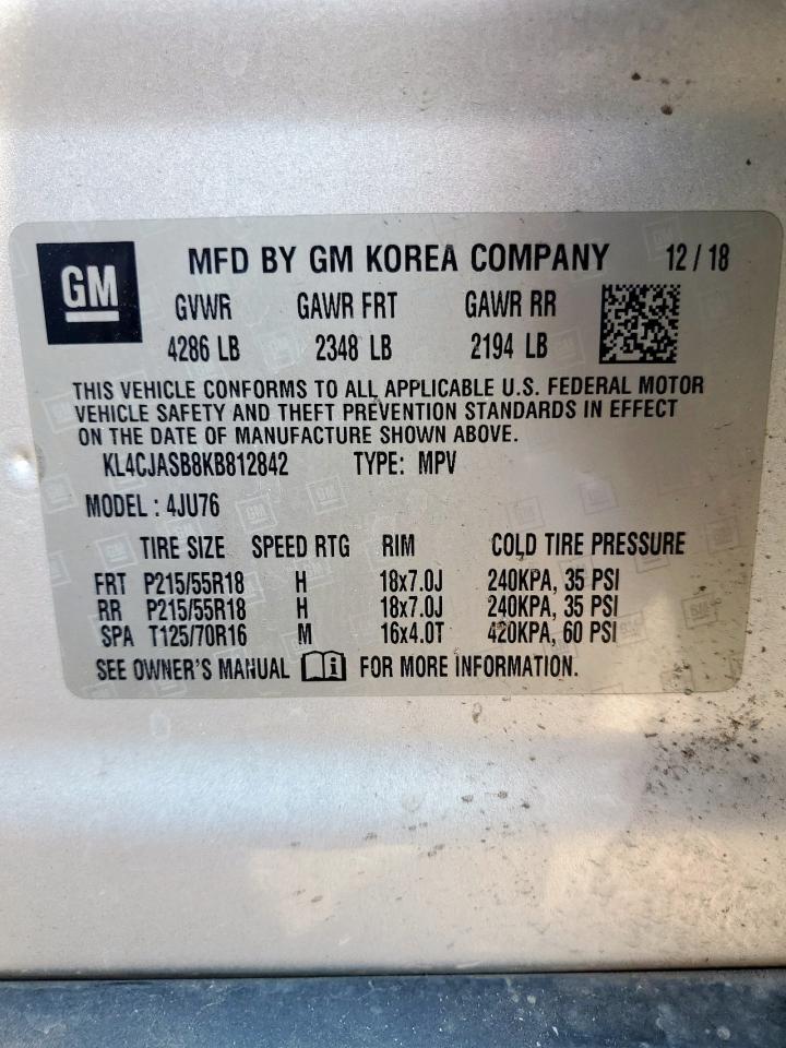 2019 Buick Encore Preferred VIN: KL4CJASB8KB812842 Lot: 70506445