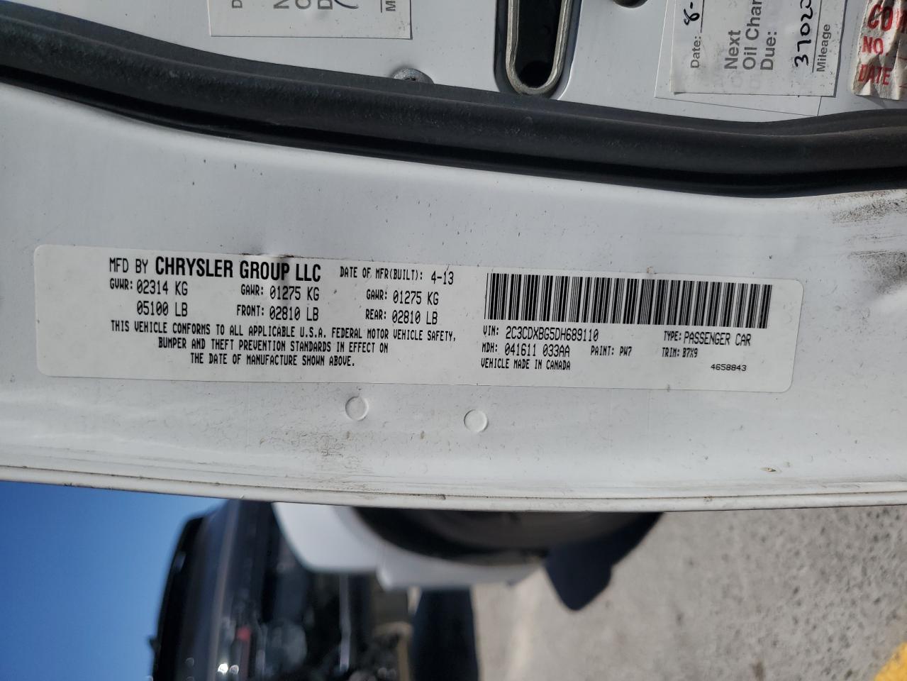 2013 Dodge Charger Se VIN: 2C3CDXBG5DH689110 Lot: 69147365