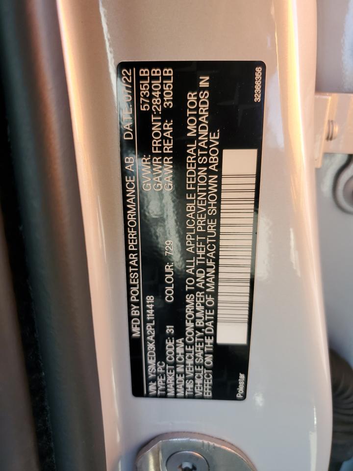 2023 Polestar 2 VIN: YSMED3KA2PL114418 Lot: 70197405