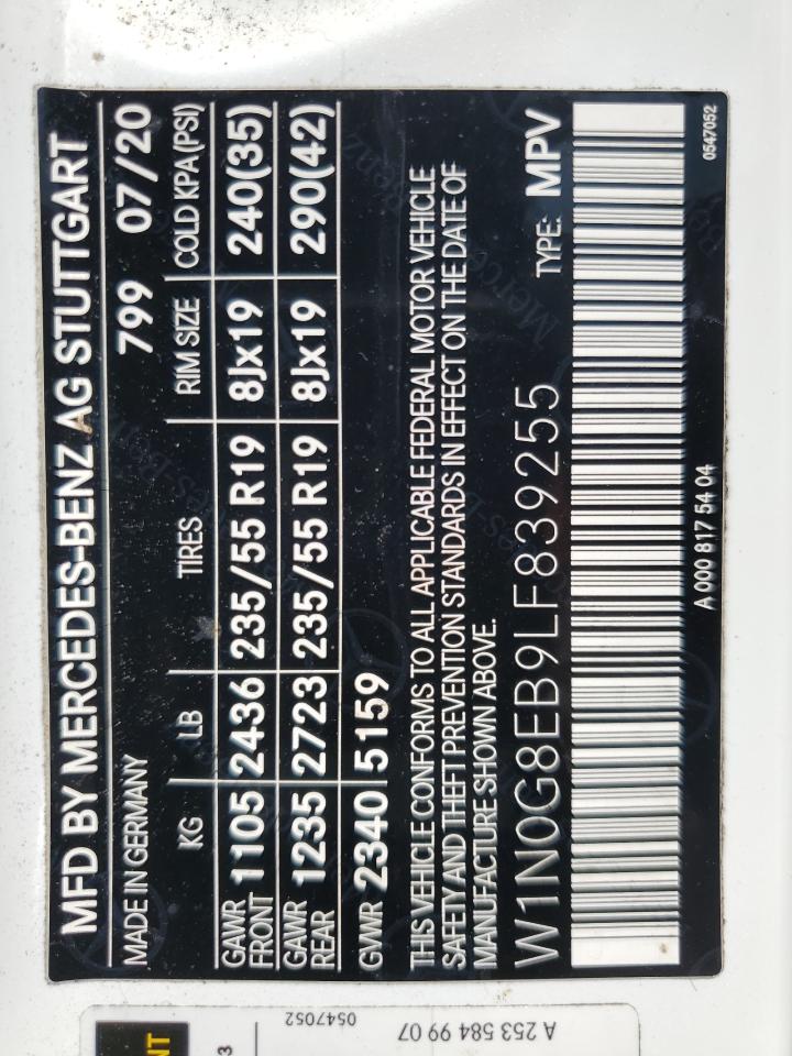 2020 Mercedes-Benz Glc 300 4Matic VIN: W1N0G8EB9LF839255 Lot: 70203375