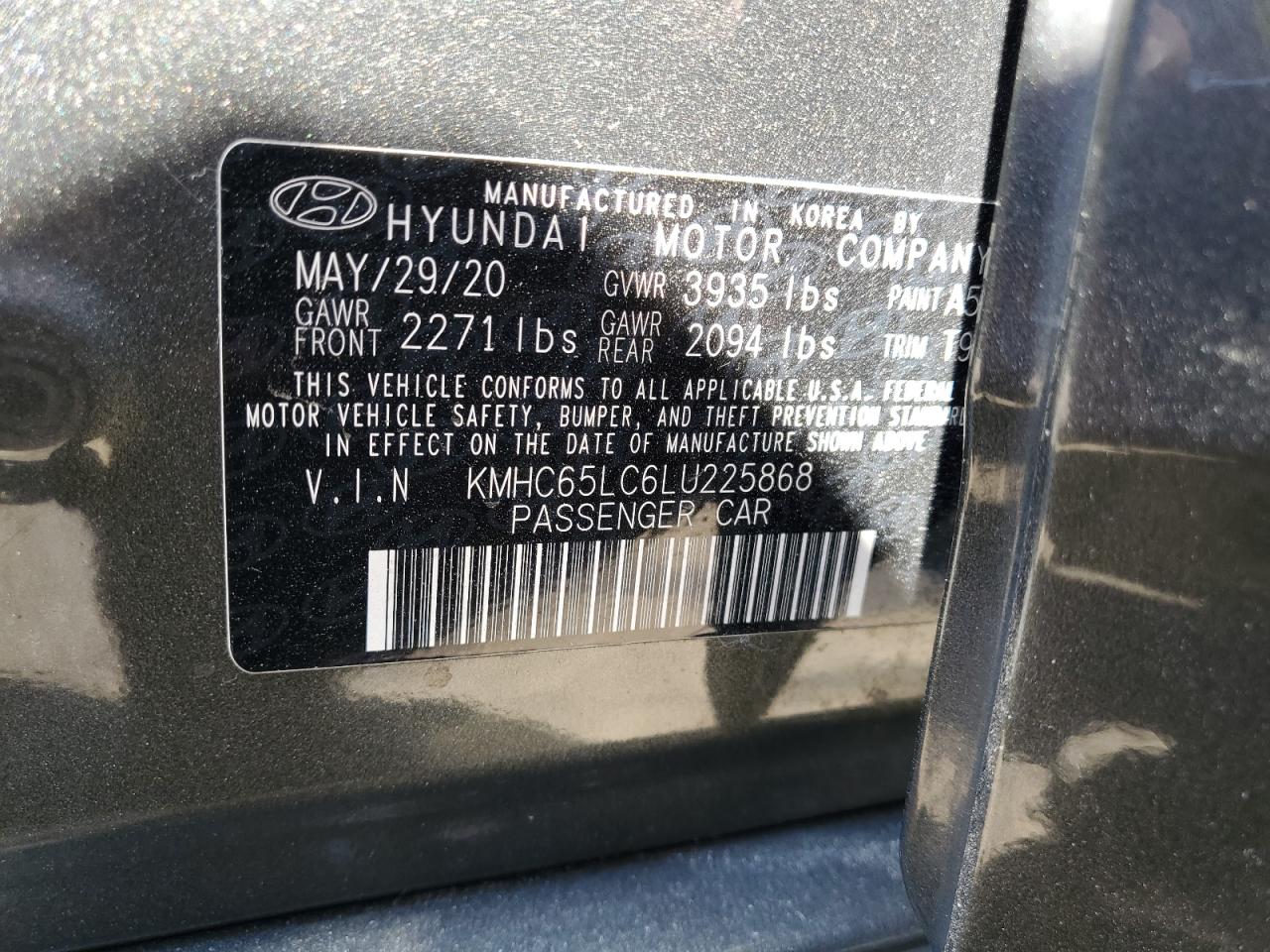 2020 Hyundai Ioniq Blue VIN: KMHC65LC6LU225868 Lot: 68039975