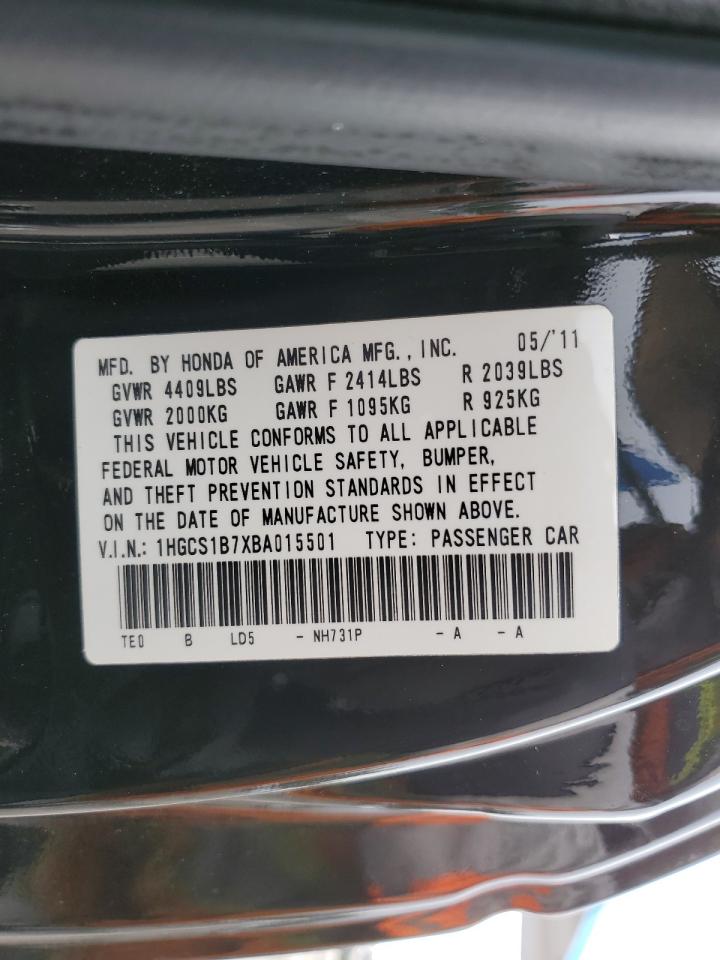 2011 Honda Accord Ex VIN: 1HGCS1B7XBA015501 Lot: 69066685