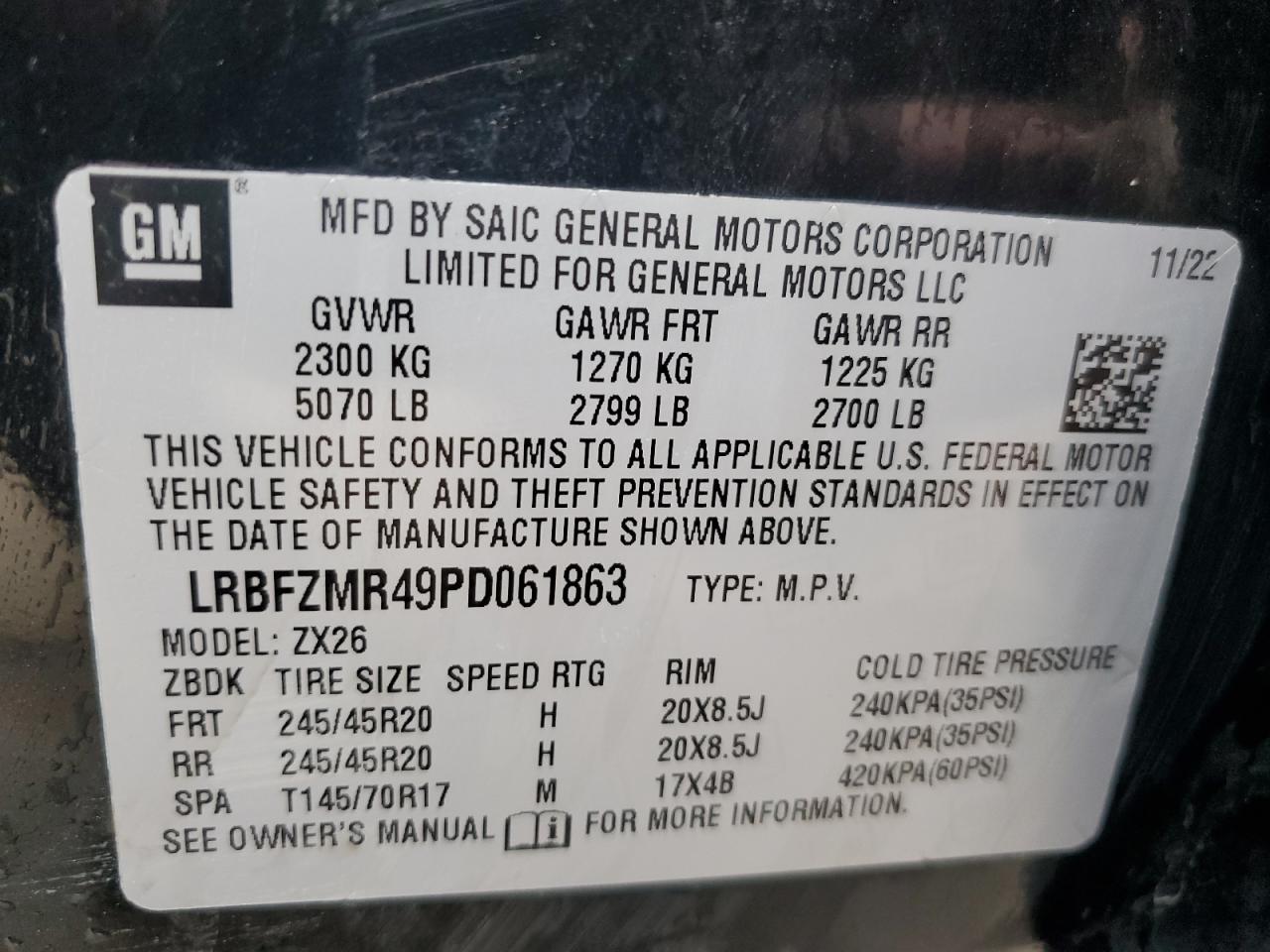 2023 Buick Envision Preferred VIN: LRBFZMR49PD061863 Lot: 68044115