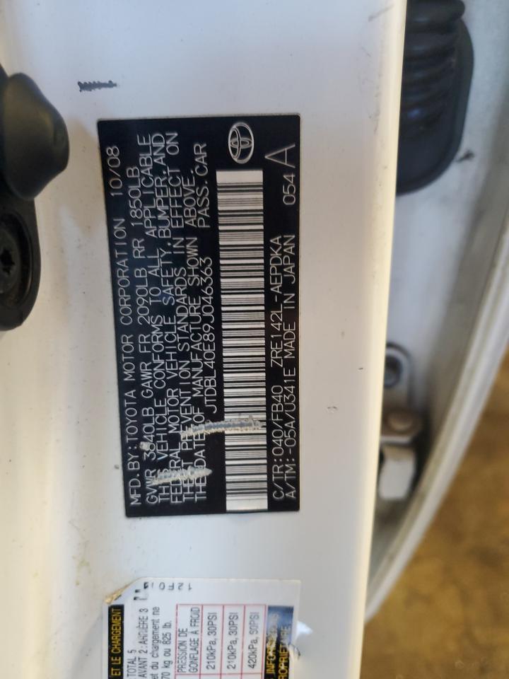 2009 Toyota Corolla Base VIN: JTDBL40E89J046363 Lot: 69083235