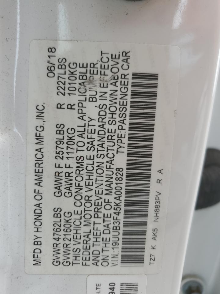 2019 Acura Tlx Technology VIN: 19UUB3F45KA001828 Lot: 69799485