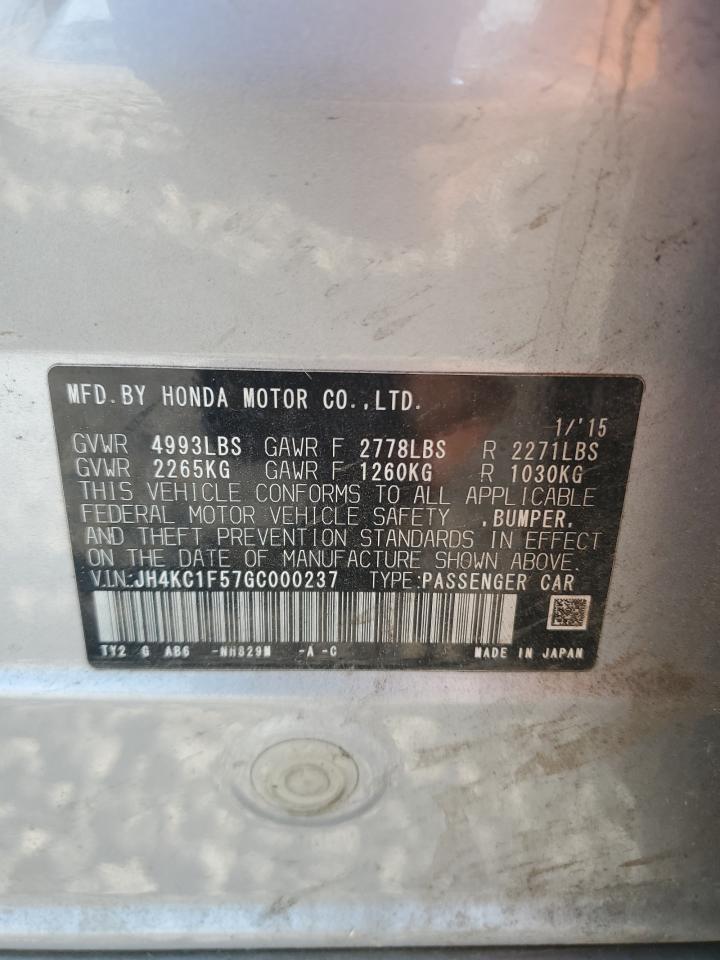 2016 Acura Rlx Tech VIN: JH4KC1F57GC000237 Lot: 68179215