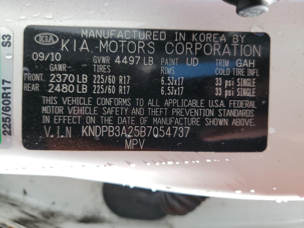 2011 Kia Sportage Lx VIN: KNDPB3A25B7054737 Lot: 71041735