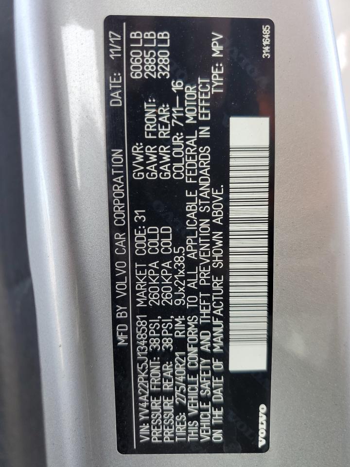2018 Volvo Xc90 T6 VIN: YV4A22PK5J1348581 Lot: 70276835