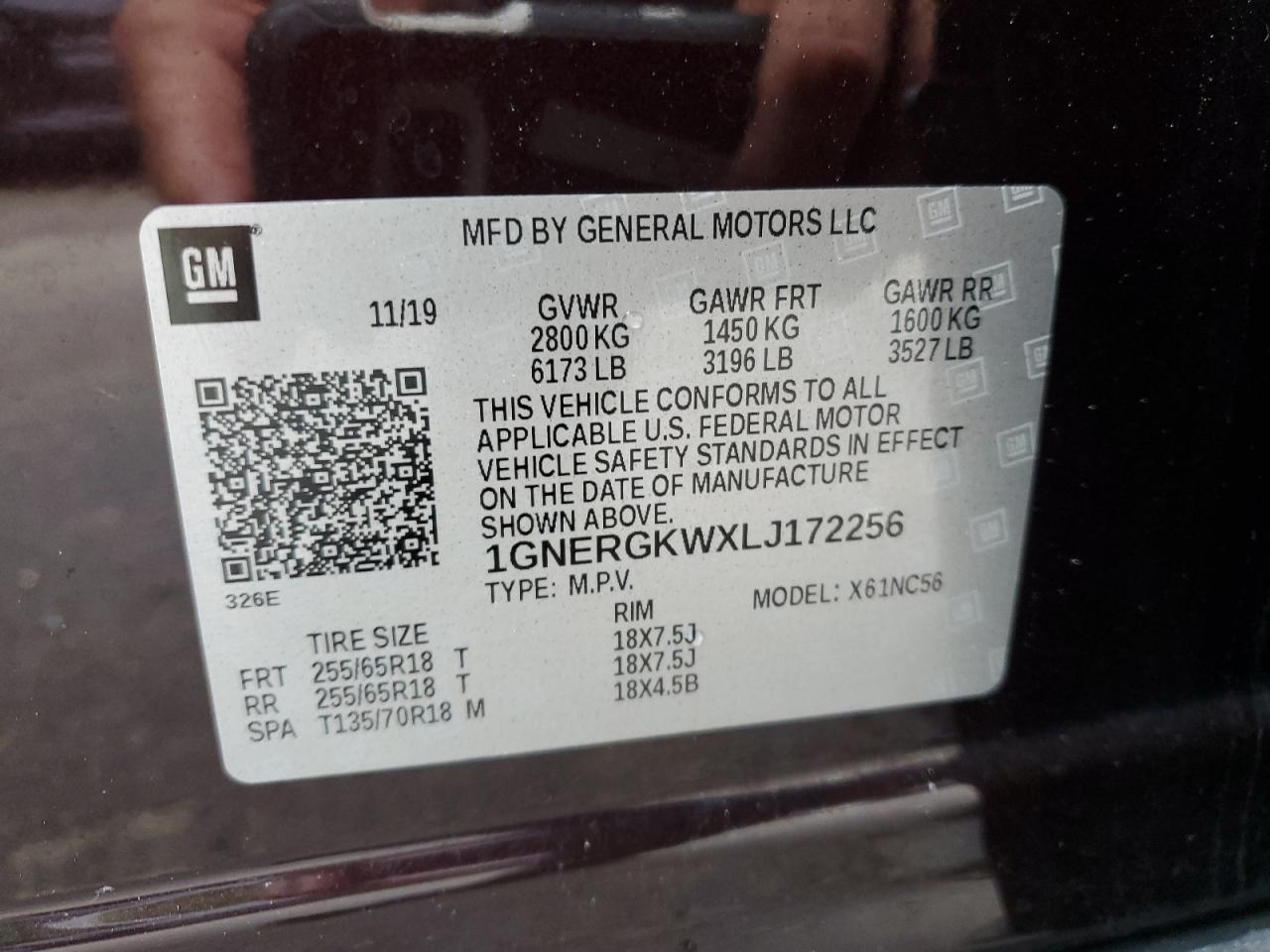 2020 Chevrolet Traverse Lt VIN: 1GNERGKWXLJ172256 Lot: 69782015