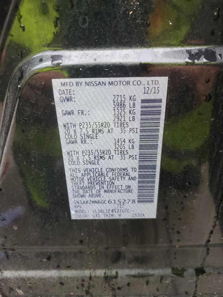 2016 Nissan Pathfinder S VIN: 5N1AR2MN6GC615278 Lot: 66084085