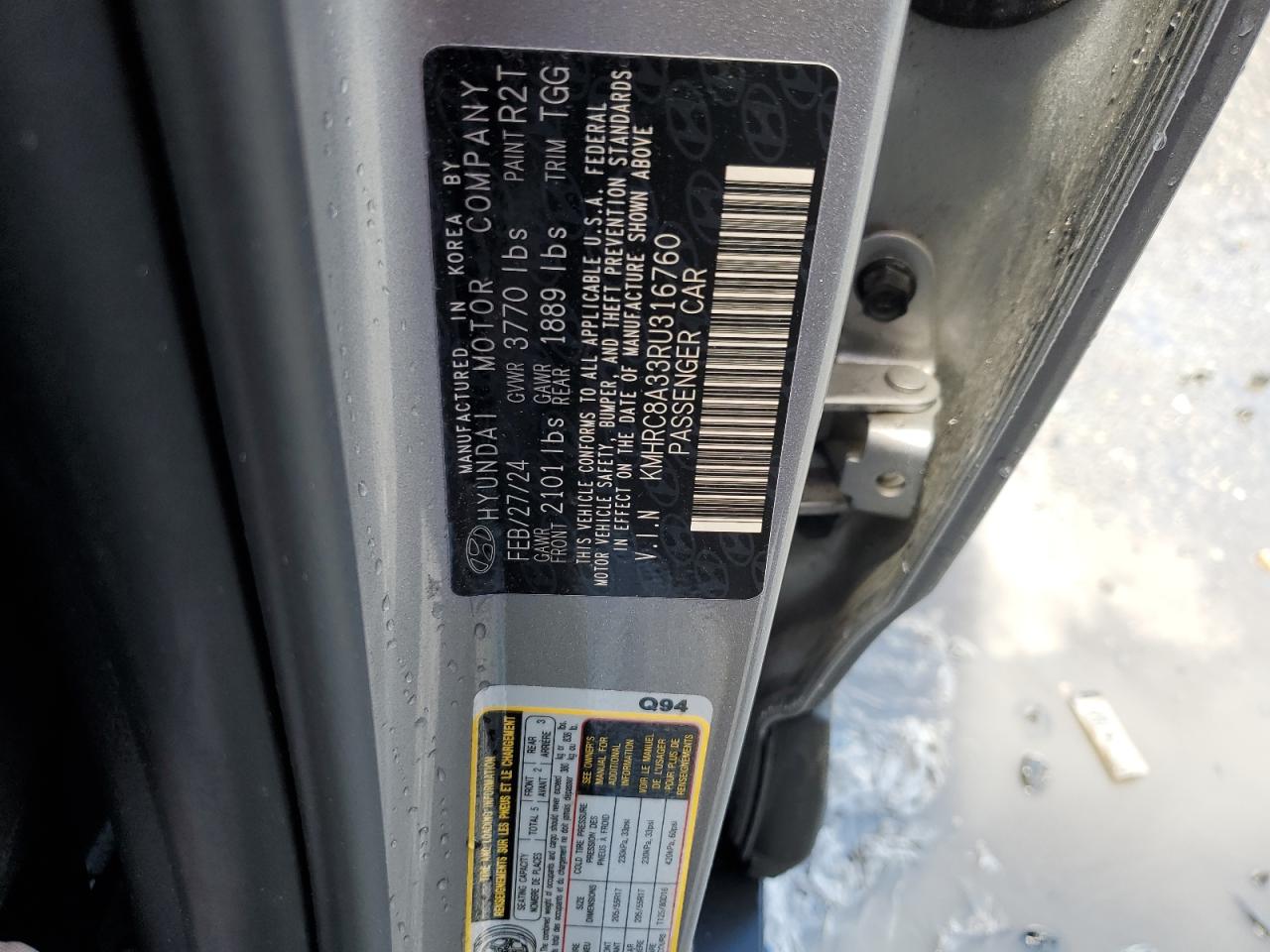 2024 Hyundai Venue Sel VIN: KMHRC8A33RU316760 Lot: 68475865