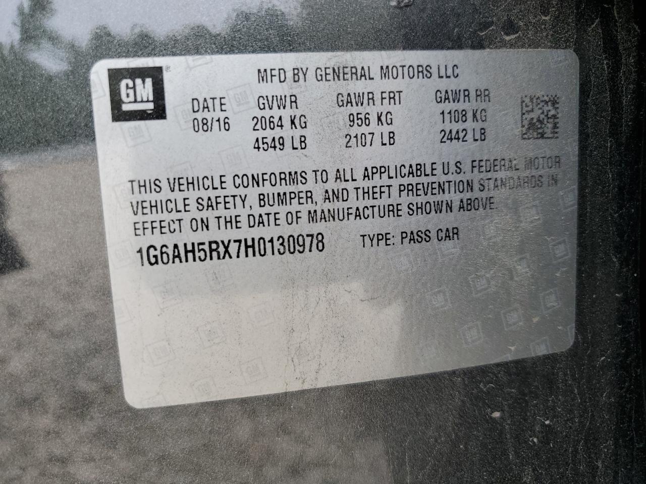 2017 Cadillac Ats Luxury VIN: 1G6AH5RX7H0130978 Lot: 67623755