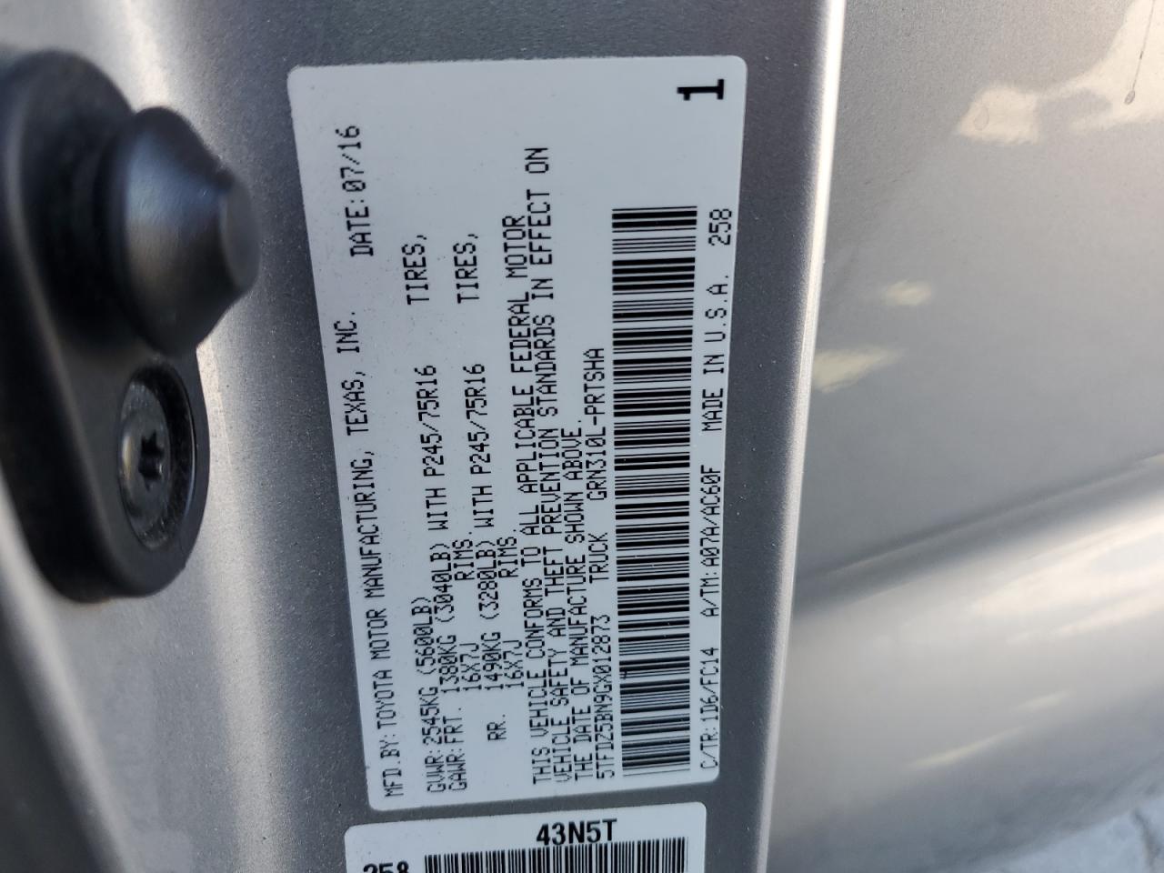 2016 Toyota Tacoma Double Cab VIN: 5TFDZ5BN9GX012873 Lot: 67375715