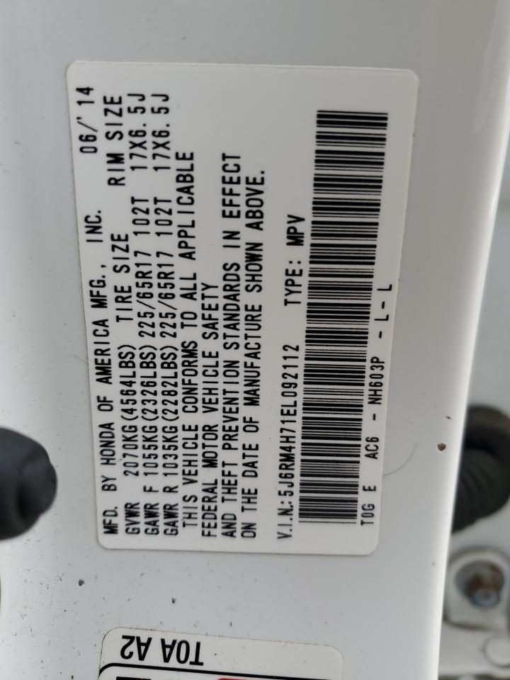 5J6RM4H71EL092112 2014 Honda Cr-V Exl