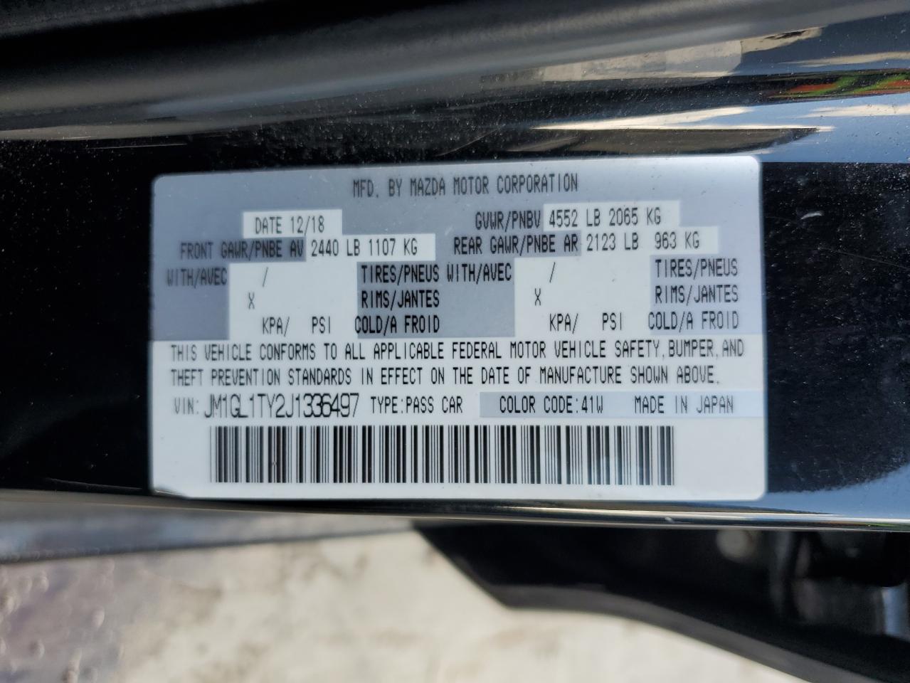 2018 Mazda 6 Grand Touring VIN: JM1GL1TY2J1336497 Lot: 68884075