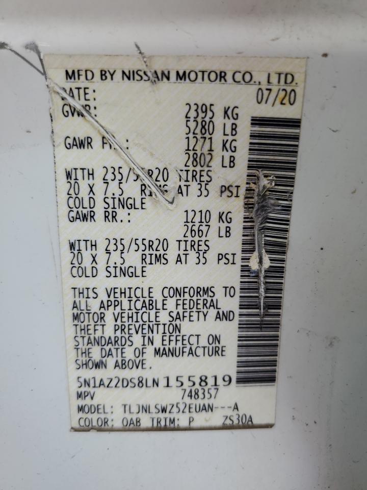 2020 Nissan Murano Platinum VIN: 5N1AZ2DS8LN155819 Lot: 70121555