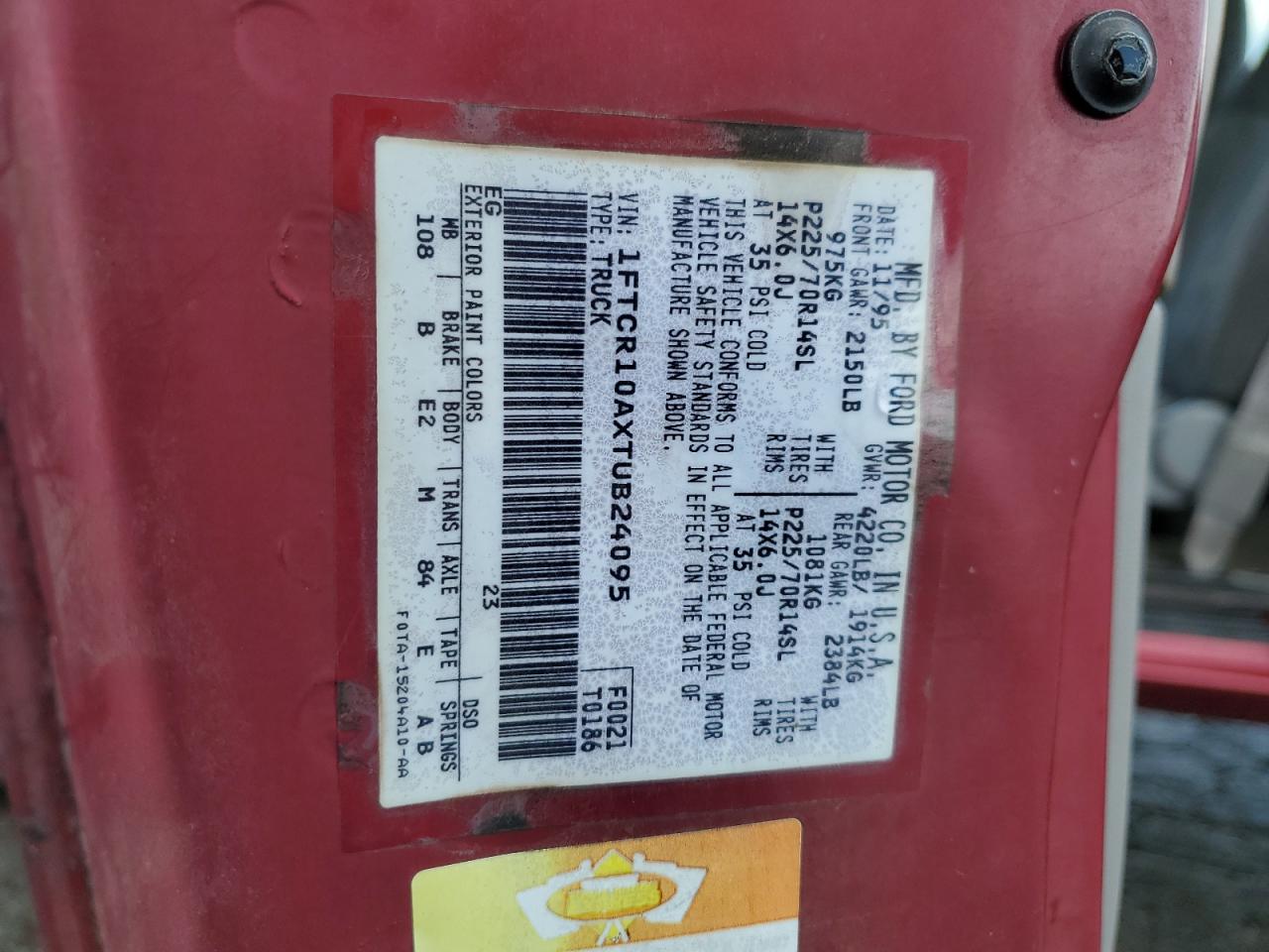 1996 Ford Ranger VIN: 1FTCR10AXTUB24095 Lot: 69068825