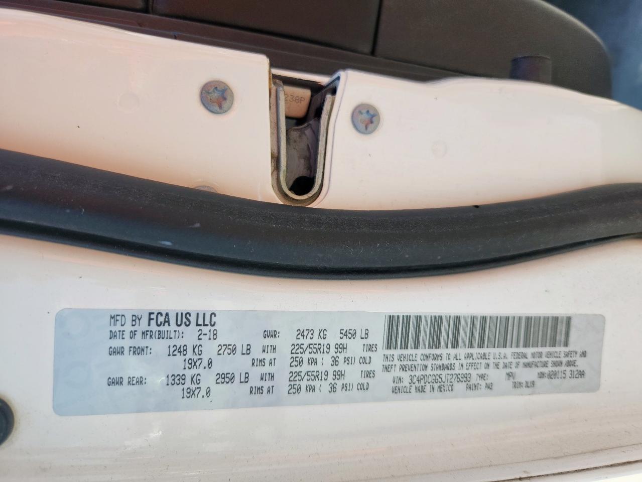 2018 Dodge Journey Crossroad VIN: 3C4PDCGG5JT276993 Lot: 70786275