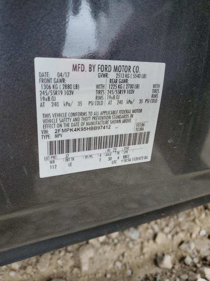 2017 Ford Edge Titanium VIN: 2FMPK4K95HBB97412 Lot: 66564335