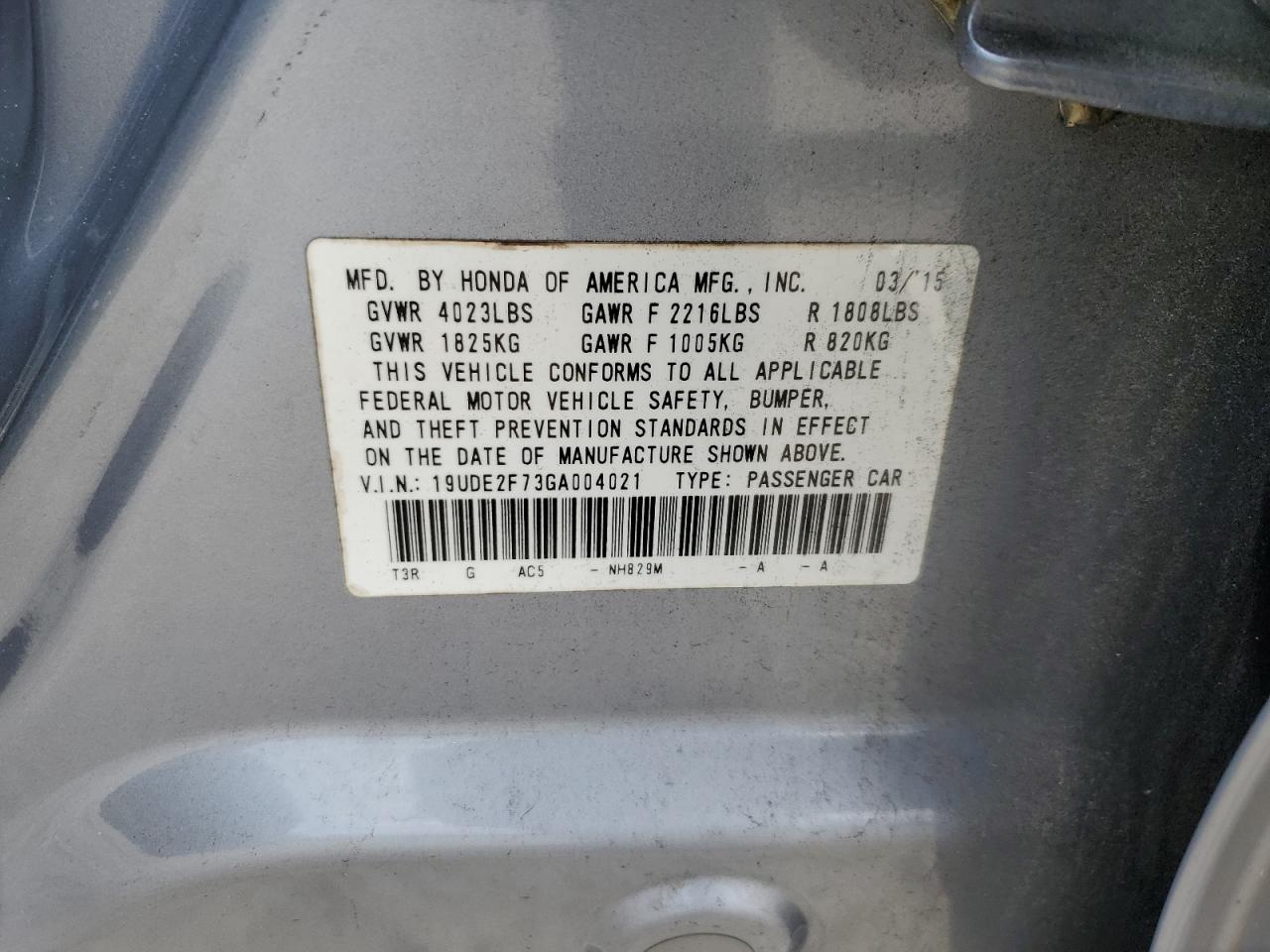 2016 Acura Ilx Premium VIN: 19UDE2F73GA004021 Lot: 68211025