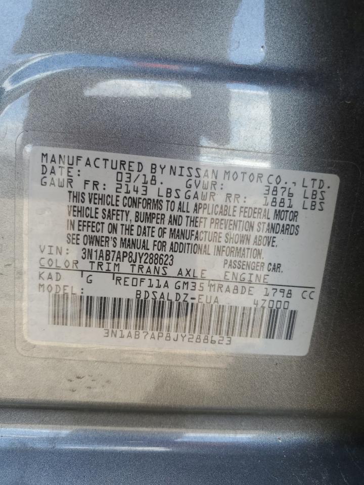 2018 Nissan Sentra S VIN: 3N1AB7AP8JY288623 Lot: 69811825