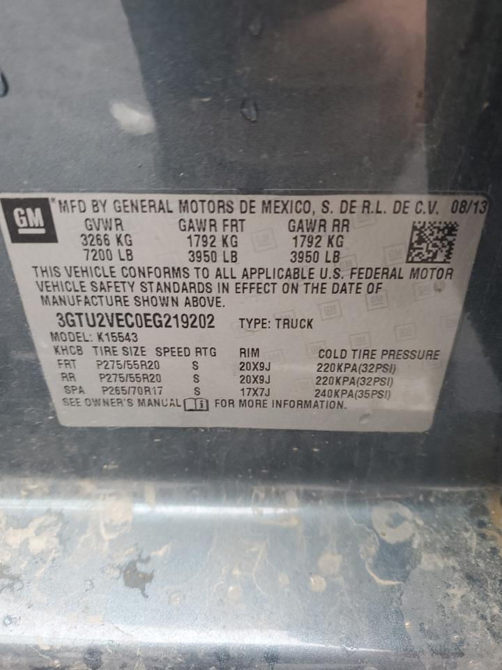 2014 GMC Sierra K1500 Slt VIN: 3GTU2VEC0EG219202 Lot: 70814635