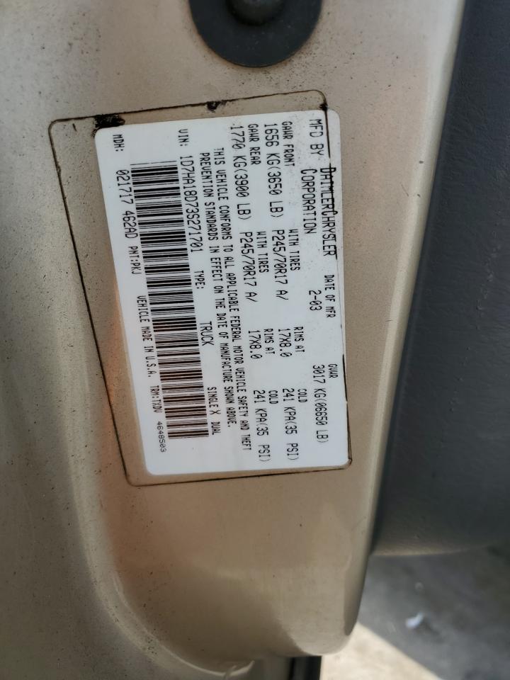 2003 Dodge Ram 1500 St VIN: 1D7HA18D73S271701 Lot: 66928405