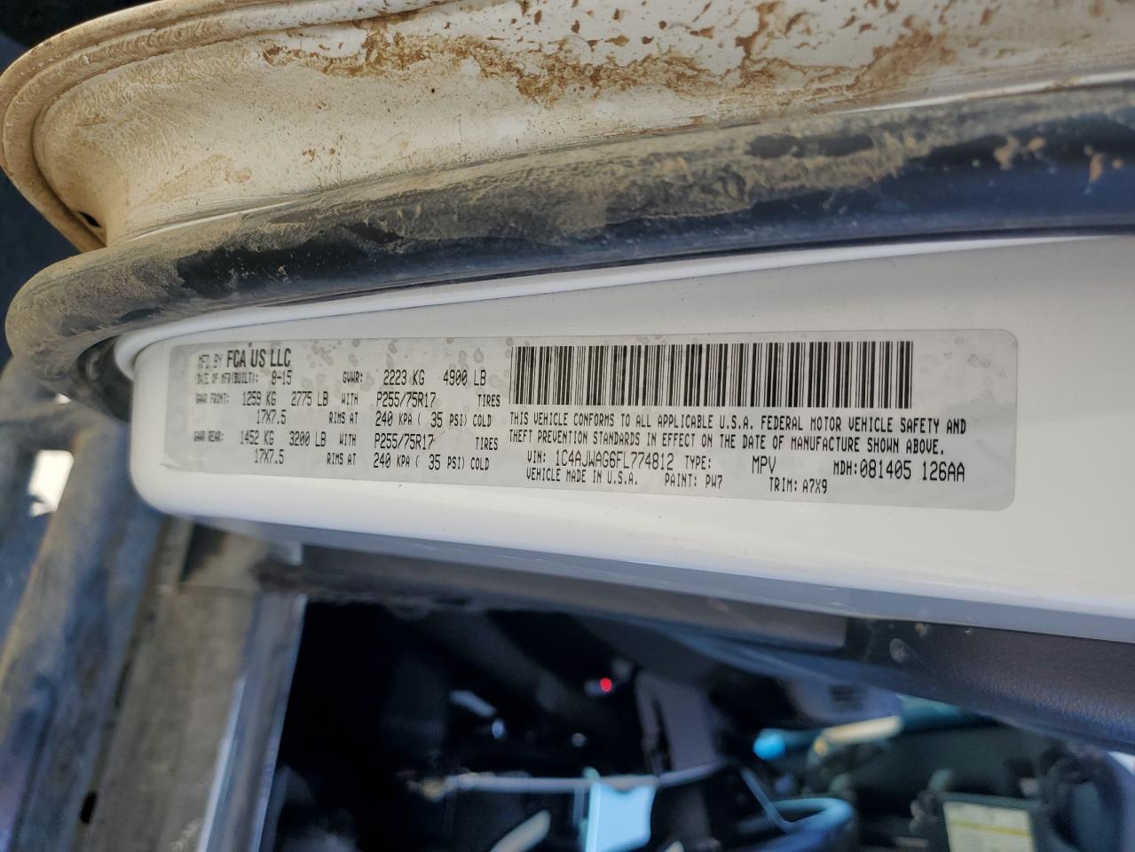 2015 Jeep Wrangler Sport VIN: 1C4AJWAG6FL774812 Lot: 96308875