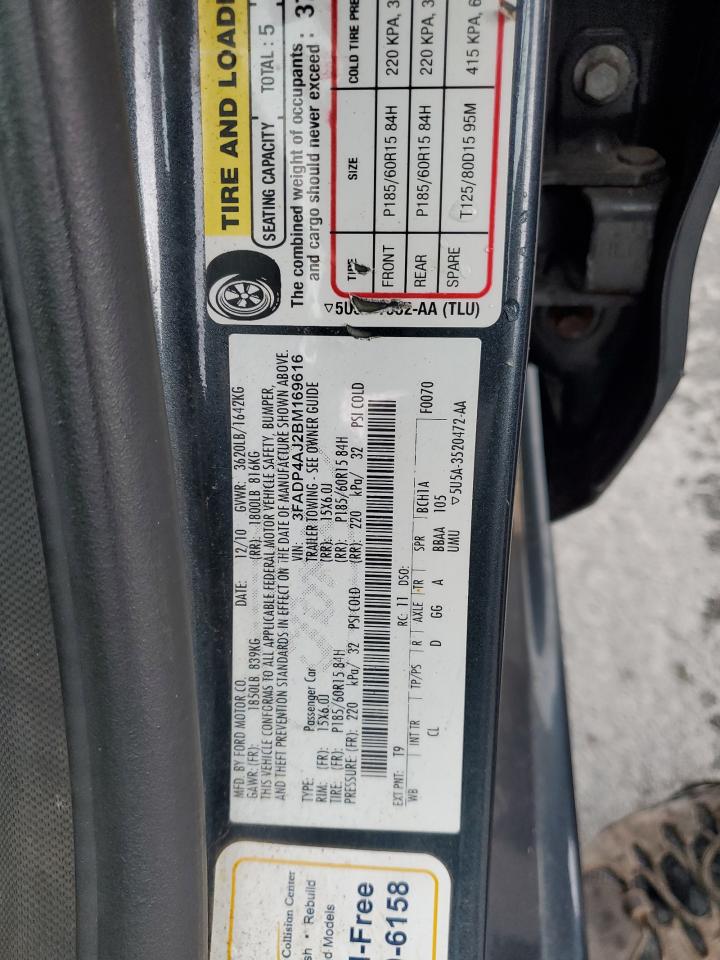 2011 Ford Fiesta S VIN: 3FADP4AJ2BM169616 Lot: 70897735