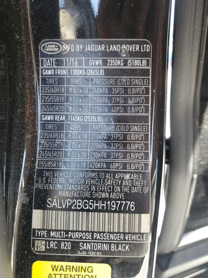 2017 Land Rover Range Rover Evoque Se VIN: SALVP2BG5HH197776 Lot: 67476785