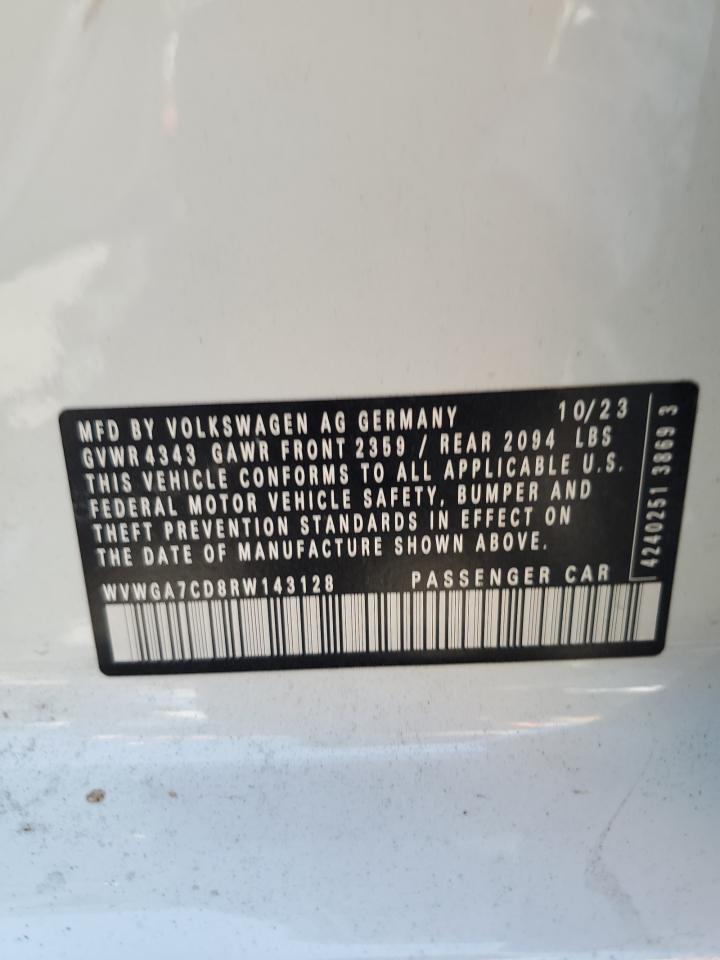 2024 Volkswagen Gti S VIN: WVWGA7CD8RW143128 Lot: 70666765