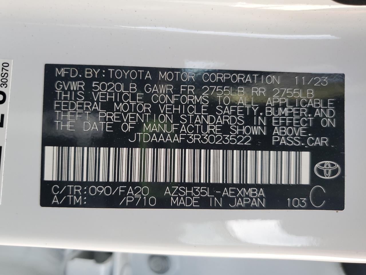 2024 Toyota Crown Xle VIN: JTDAAAAF3R3023522 Lot: 70598785