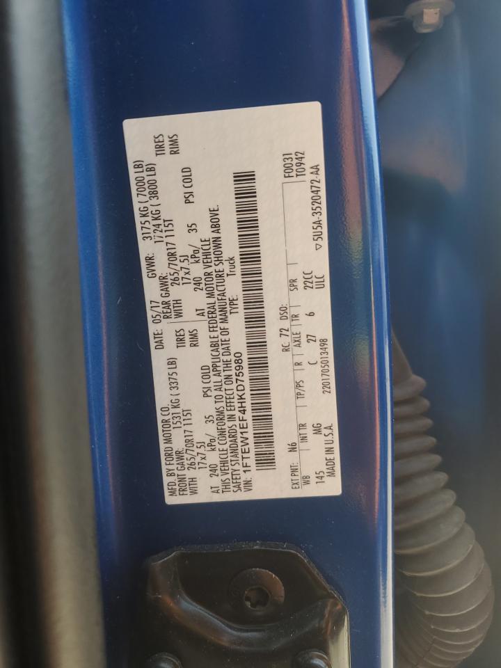 2017 Ford F150 Supercrew VIN: 1FTEW1EF4HKD75980 Lot: 68850235