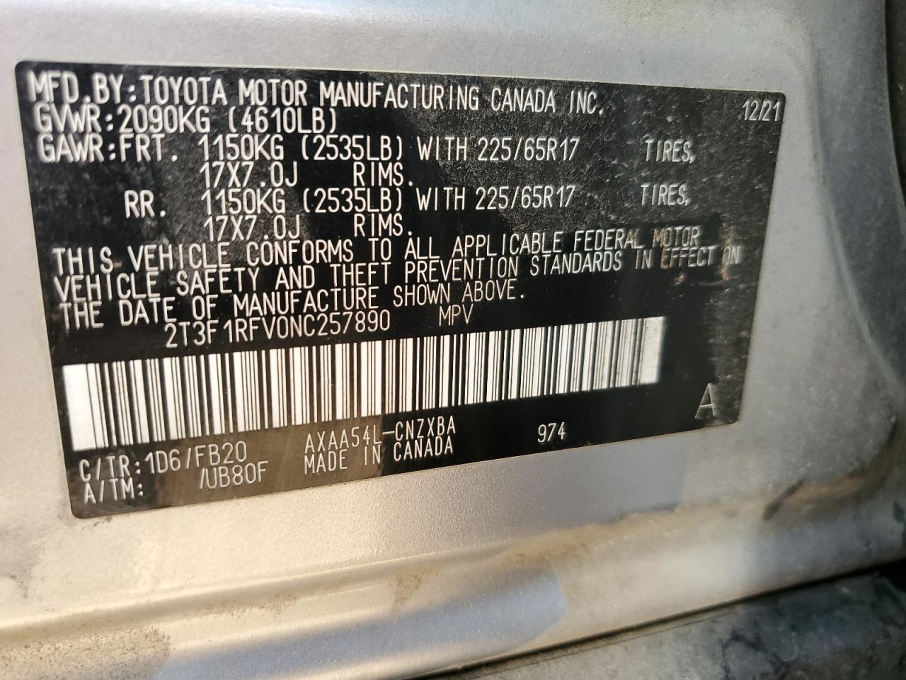 2022 Toyota Rav4 Le VIN: 2T3F1RFV0NC257890 Lot: 68376145