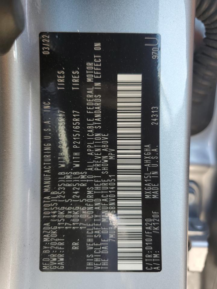 2022 Toyota Corolla Cross Le VIN: 7MUBAABG8NV014051 Lot: 69849555