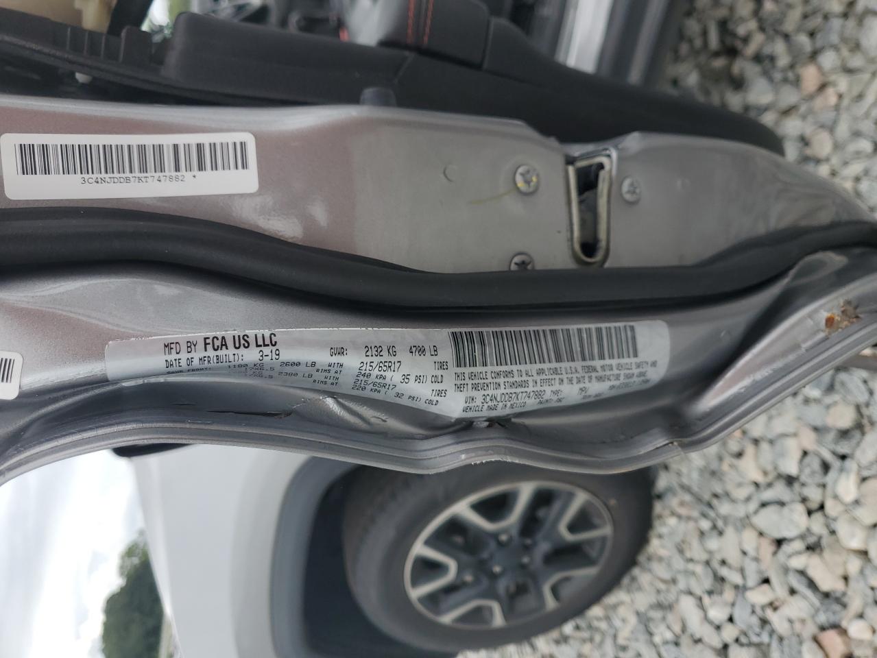 2019 Jeep Compass Trailhawk VIN: 3C4NJDDB7KT747882 Lot: 68181965