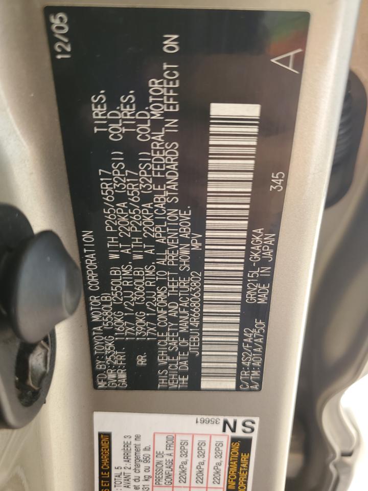 2006 Toyota 4Runner Sr5 VIN: JTEBU14R668063802 Lot: 68858705