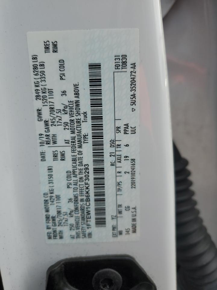 2019 Ford F150 Supercrew VIN: 1FTEW1CB6KKF30293 Lot: 70651705