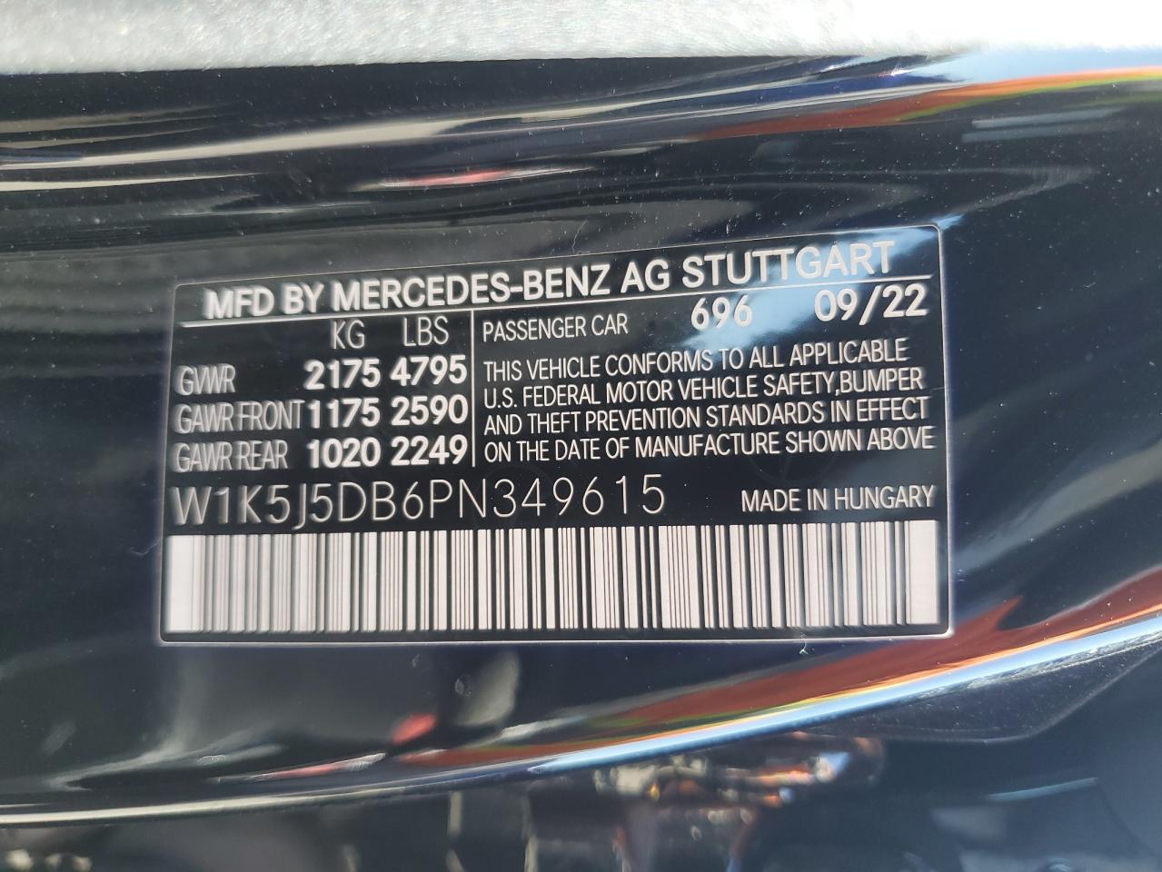 2023 Mercedes-Benz Cla 45 Amg VIN: W1K5J5DB6PN349615 Lot: 69192915