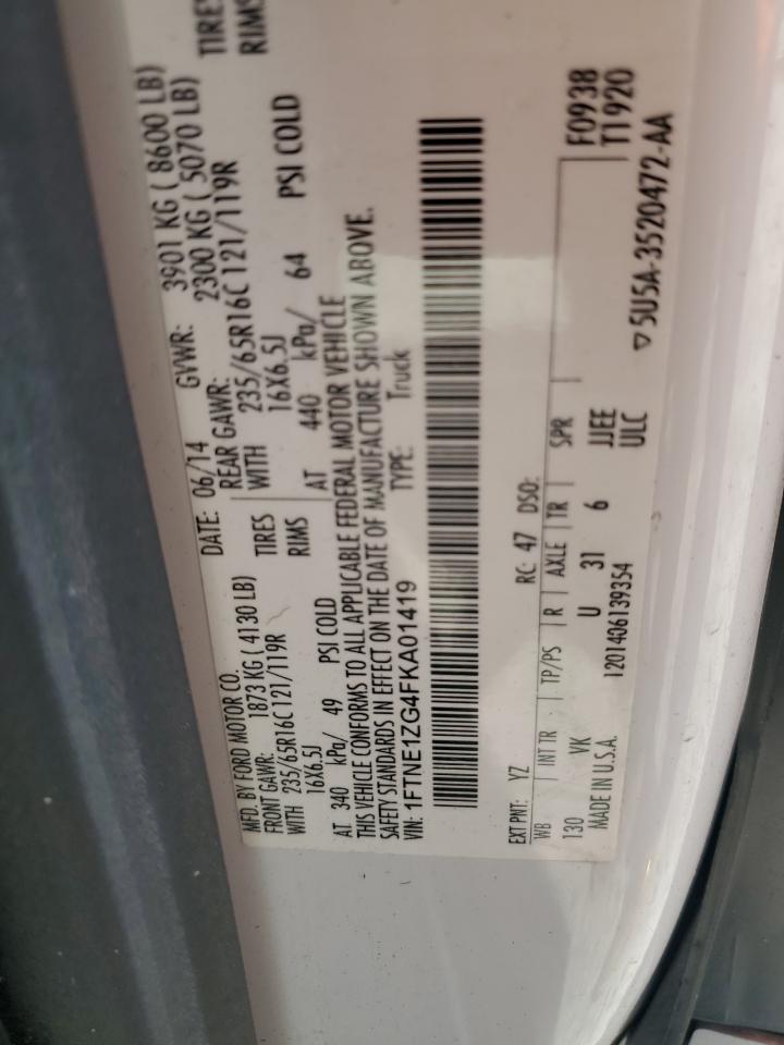 2015 Ford Transit T-150 VIN: 1FTNE1ZG4FKA01419 Lot: 70539685