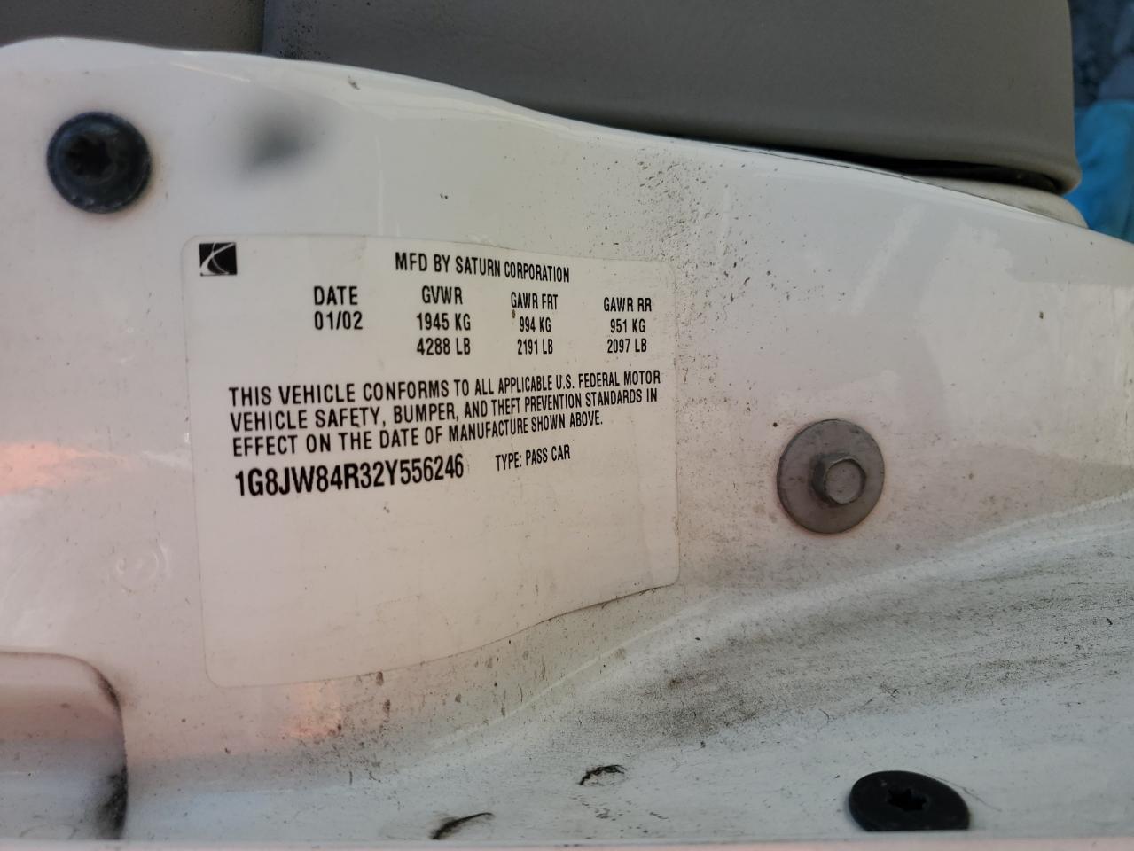 2002 Saturn Lw300 VIN: 1G8JW84R32Y556246 Lot: 68365775