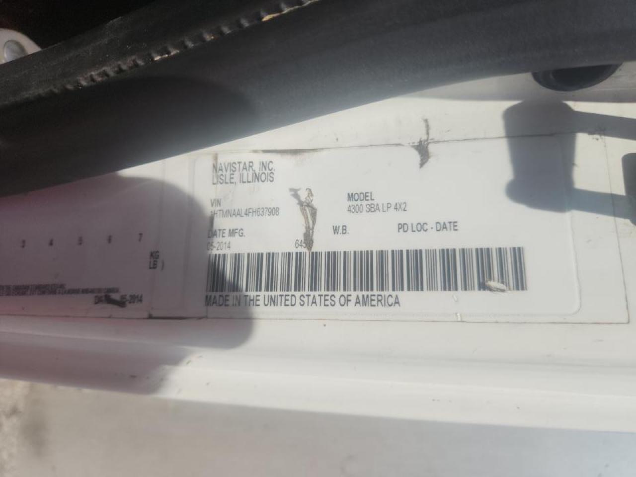 2015 International 4000 4300 Lp VIN: 1HTMNAAL4FH637908 Lot: 67185785